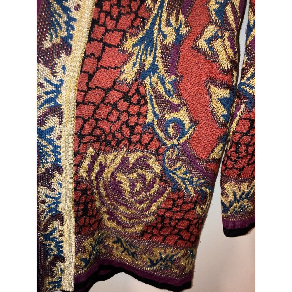 Vintage 80's Georgiou Cardigan Sweater Wool Blend Metallic Thread Sz L Unique - Picture 5 of 8